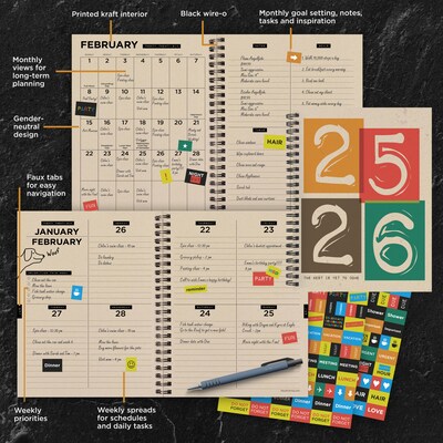 2025-2026 TF Publishing Andys Sunflower 6.5" x 8" Academic Year Weekly & Monthly Planner, Paperboard Cover (AY26-9200)