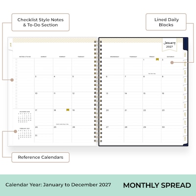2027 Blue Sky Day Designer 7" x 9" Weekly & Monthly Planner, White/Blue (163850)