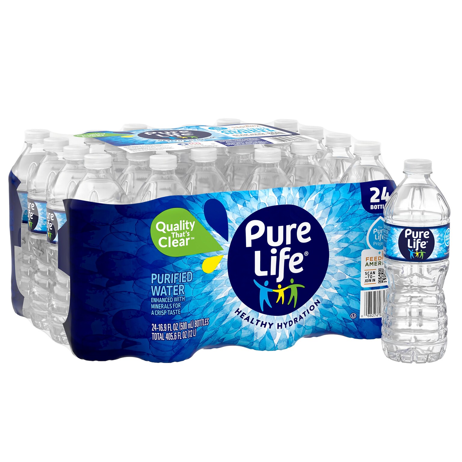 Pure Life Purified Water, 16.9 oz., 24 Bottles/Carton (110109)
