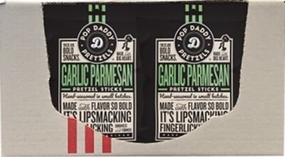 Pop Daddy Garlic Parmesan Pretzels Sticks, 3 oz., 12 Bags/Box (OPD05571)