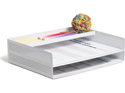 U Brands The Perforated Collection Metal Front Loading Letter Tray, Letter Size, White (5718U01-06)