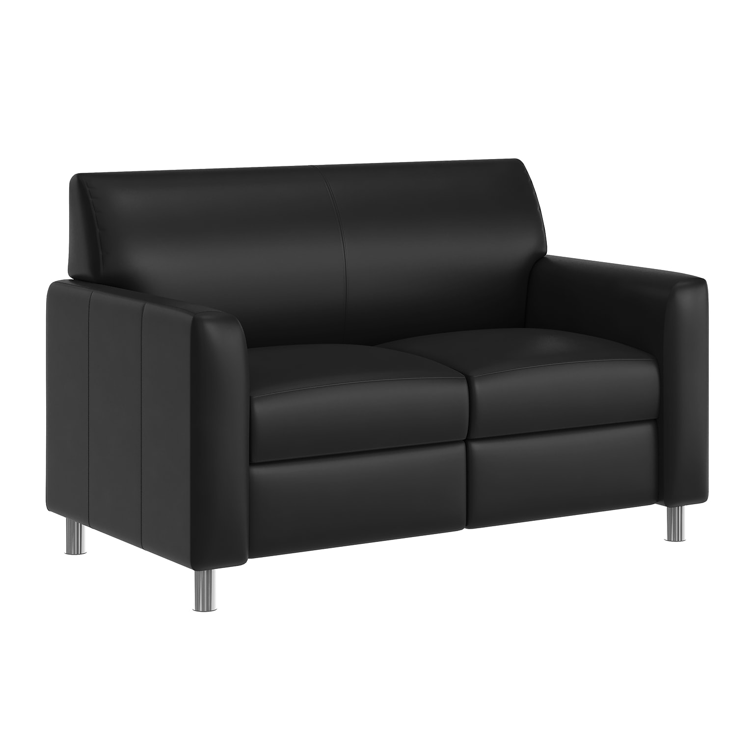 Flash Furniture Agent LeatherSoft Reception Loveseat, Black/Chrome Legs (BT827U2BKCHR)