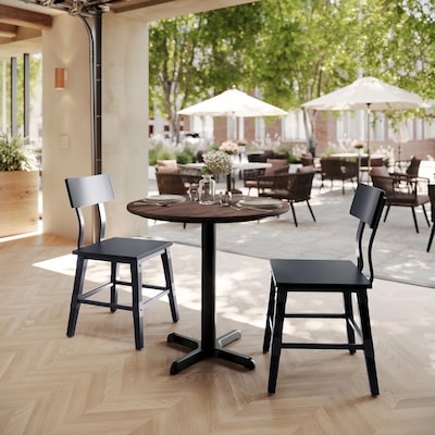 Flash Furniture Acadia 31.25 Round Wooden Dining Table with X-Base, Dark Brown/Black Base (STRD31WBRT2222)