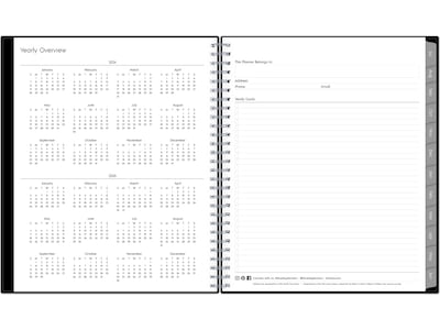 2024-2025 Blue Sky Enterprise 8" x 10" Academic Monthly Planner, Plastic Cover, Black (130615-A25)