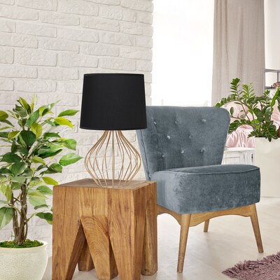 Simple Designs Geometrically Wired Table Lamp, Black on Copper (LT2086-BOC)