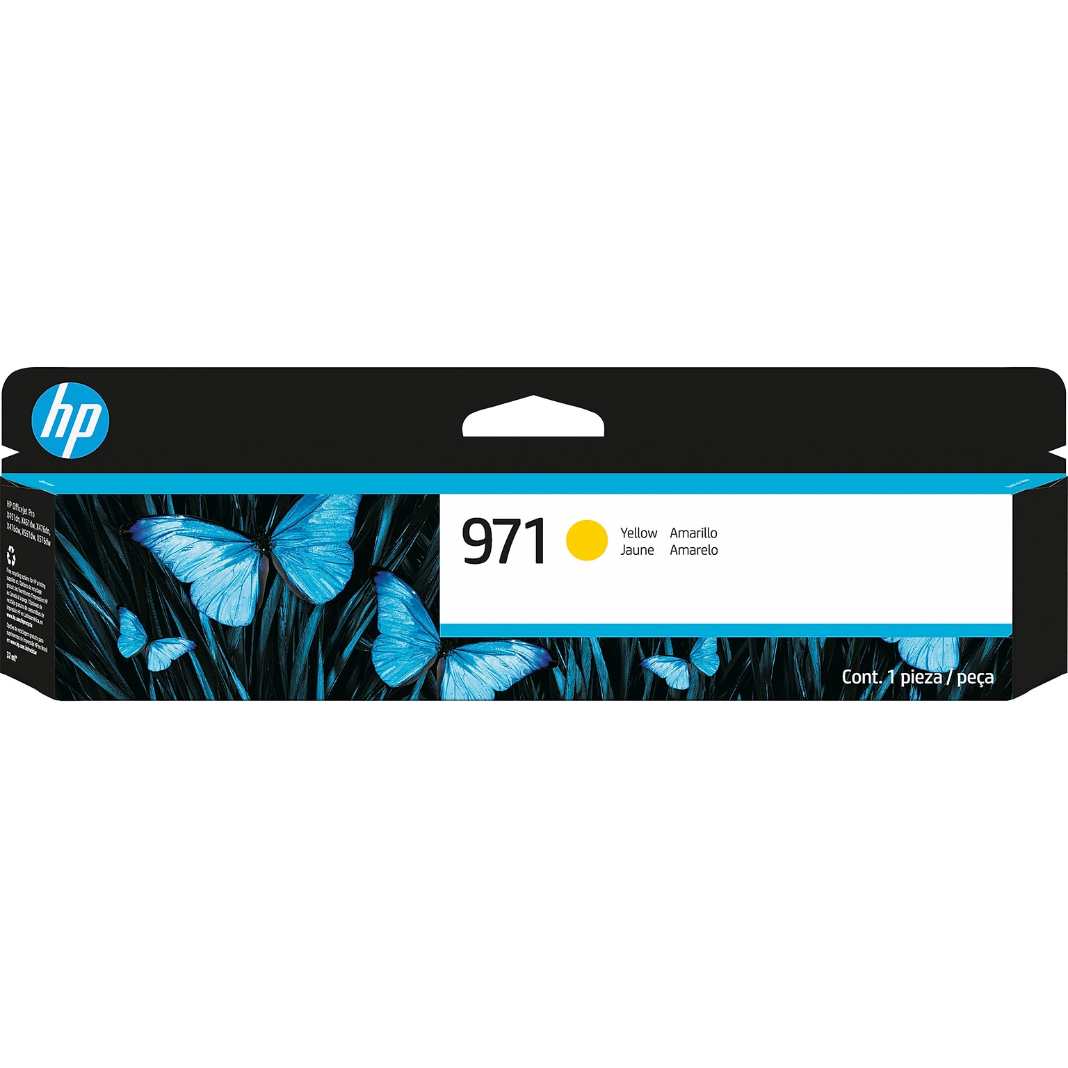 HP 971 Yellow Standard Yield Ink Cartridge, Prints Up to 2,500 Pages (CN624AM)