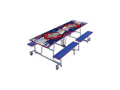 AmTab Rectangular Mobile Cafeteria Table w/ 4 Benches, 30 x 97, Assorted Colors (MBT08)