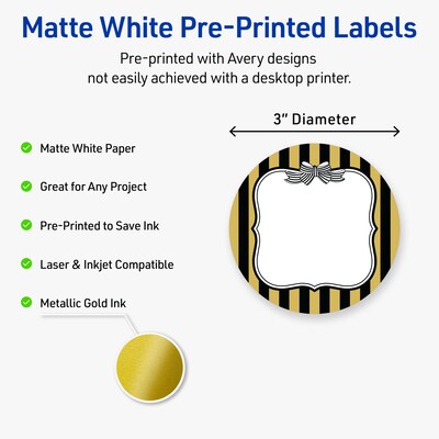 Avery Round Laser/Inkjet Multipurpose Labels, 3, White, 60/Pack (19479370954)