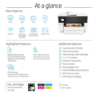 HP OfficeJet Pro 7740 Wide Format Color All-In-One Inkjet Printer (G5J38A)