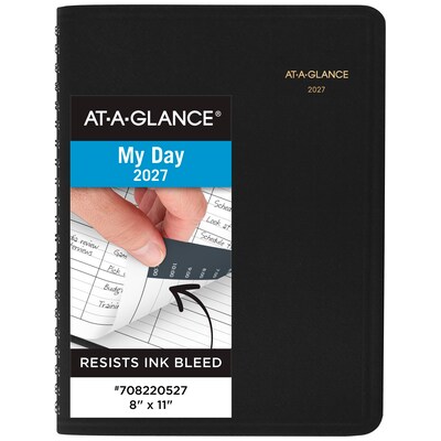 2027 AT-A-GLANCE 8 x 11 Daily Appointment Book, Faux Leather Cover, Black (70-822-05-27)
