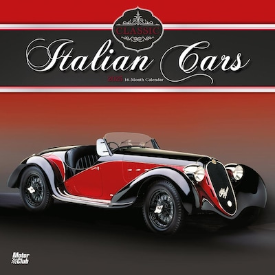 2025 Brown Trout Motor Club Classic Italian Cars 12 x 12 Monthly  Wall Calendar (9781975476076)
