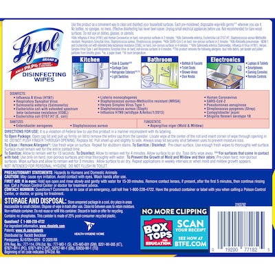 Lysol Disinfecting Wipes, Lemon and Lime Blossom, 80/Box (1920077182)