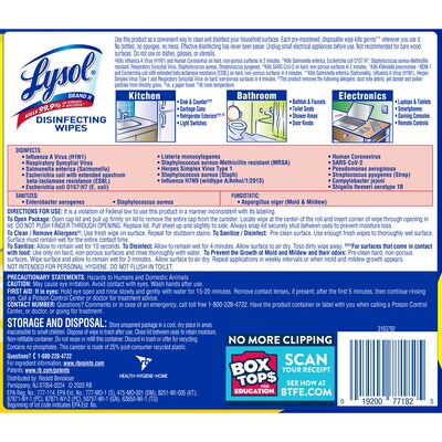 Lysol Disinfecting Wipes, Lemon & Lime Blossom, 80 Wipes/Canister, 6 Canisters/Carton (1920077182CT)