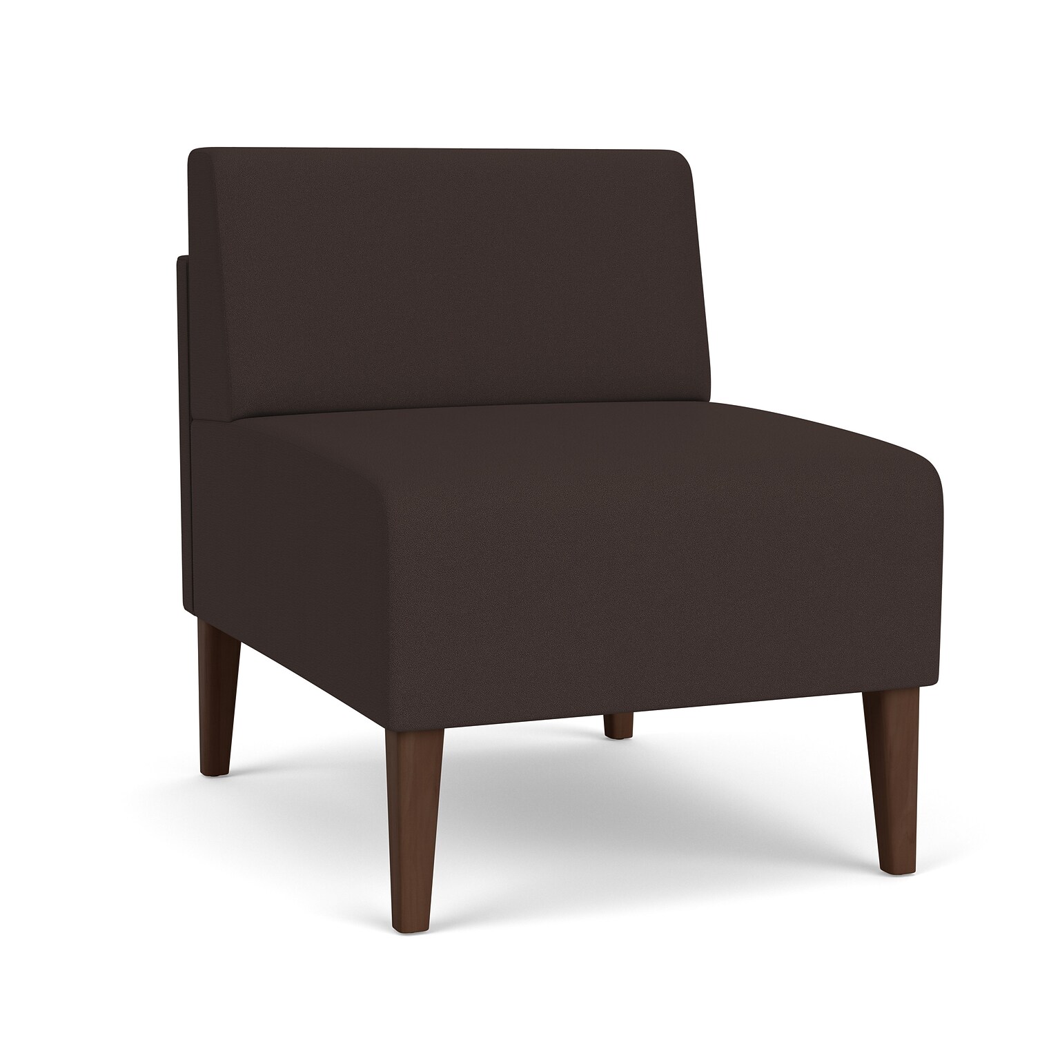 Lesro Luxe Fabric Lounge Chair, Armless, Open House Coffee Bean/Riftwood Walnut (LX1102.FRW-01OHCB)
