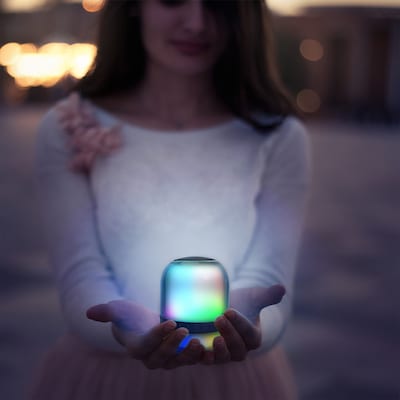 QFX True Wireless Portable Bluetooth Speaker with LED Party Lights & FM Radio, Black (BT-27)