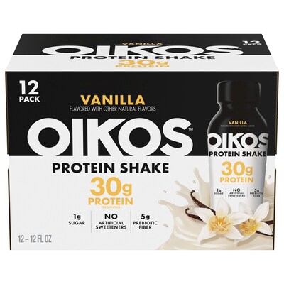 Oikos Vanilla Protein Shake, 12 oz., 12 Bottles/Carton (WWI02426)