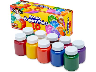 Cra-Z-Art Washable Project Paints, Assorted Colors, 2 Fl. Oz., 10/Pack (10601-4)