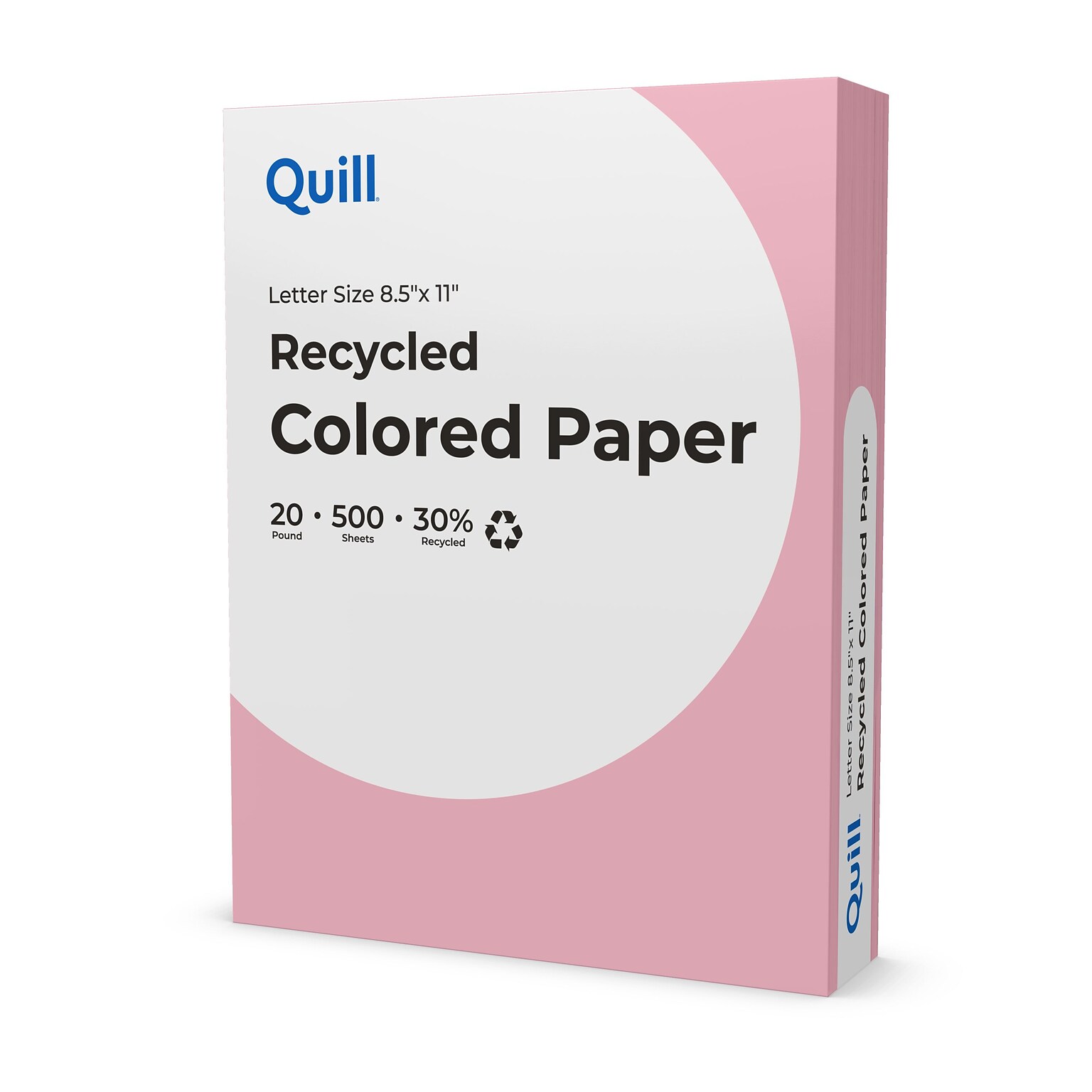 Quill Brand® 30% Recycled Colored Multipurpose Paper, 20 lbs., 8.5 x 11, Pink, 500 sheets/Ream