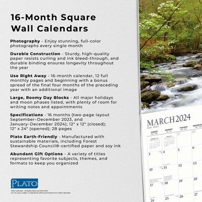 2024 Plato America the Beautiful 12" x 24" Monthly Wall Calendar (9781975466152)