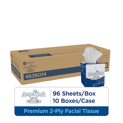 Angel Soft Ultra Professional Series Standard Facial Tissue, 2-Ply, 96 Sheets/Box, 10 Boxes/Pack (46