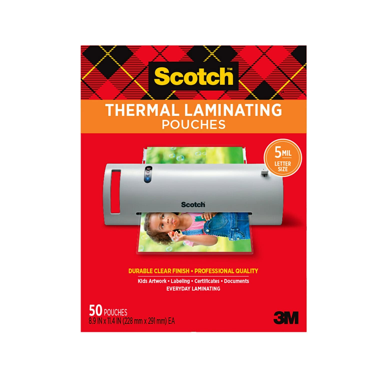 Scotch Thermal Laminating Pouches, Letter Size, 5 Mil, 50/Pack (TP5854-50)