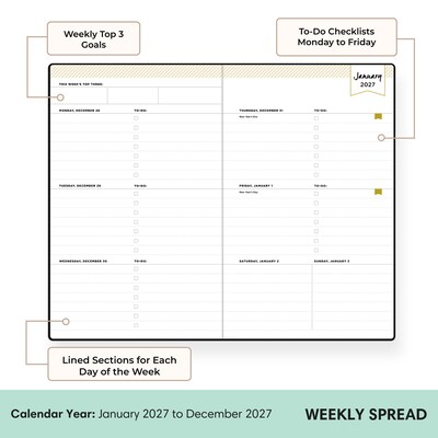 2027 Blue Sky Day Designer 5 x 8 Weekly & Monthly Planner, Black (163809)