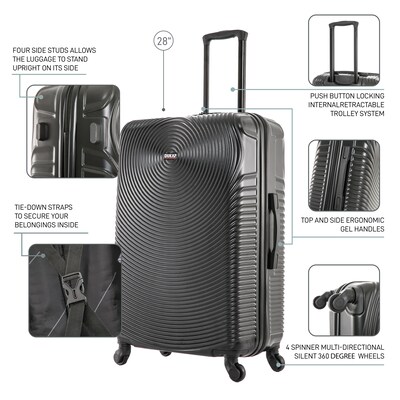 DUKAP Inception 29.29 Hardside Suitcase, 4-Wheeled Spinner, TSA Checkpoint Friendly, Black (DKINC00L-BLK)