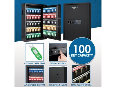 Barska 100-Key Digital Keypad Wall Safe, Black (AX13370)