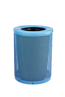 Alpine Industries 4460 Series Steel Mesh Outdoor Trash Can with Liner, 36 Gallon, Blue (ALP4460-01-BLU)