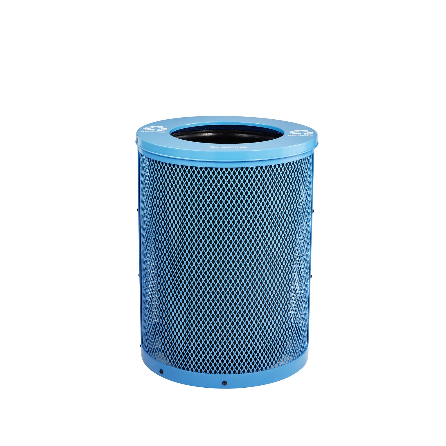 Alpine Industries 4460 Series Steel Mesh Outdoor Trash Can with Liner, 36 Gallon, Blue (ALP4460-01-BLU)