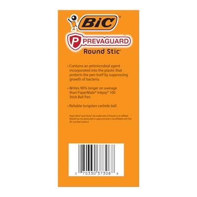 BIC PrevaGuard Round Stic Ballpoint Pen, Medium Point, Black Ink, 60/Pack (GSAM60-BLK)