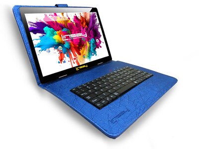 Linsay Octa Core 10.1" Tablet, 4GB RAM, 128GB Storage, Android 13, Bundled with Blue Keyboard Case, Briefcase, and Stylus Pen