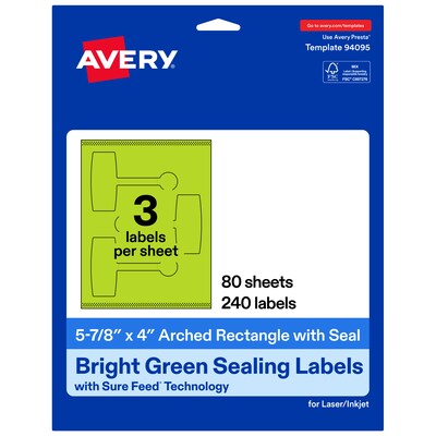 Avery Laser/Inkjet Multipurpose Labels, 5-7/8 x 4, Bright Green, 240 Labels/Box (19479370787)
