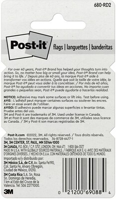 Post-it Flags, 1" Wide, Red, 100 Flags/Pack (680-RD2)