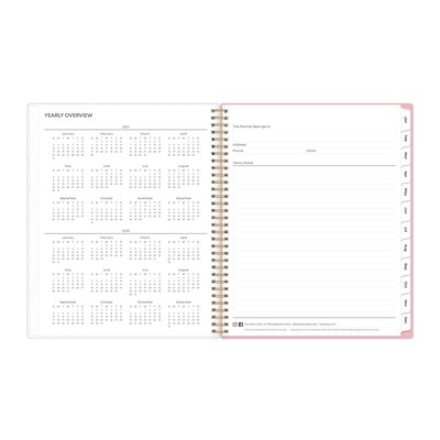 2027 Blue Sky Mimi Pink 8.5" x 11" Calendar Year Weekly & Monthly Planner, Plastic Cover (137264-27)