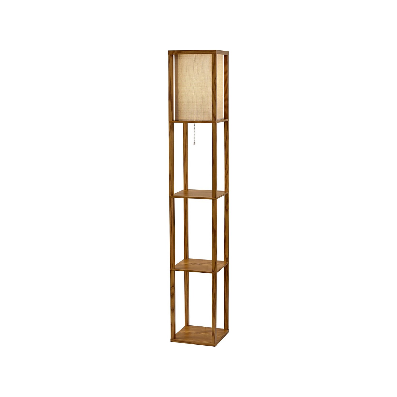 Adesso Wright 63 Walnut Floor Lamp with Square Natural Shade (3138-12)
