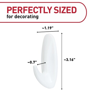 Command Medium Decorative Hooks, 3 lb., White, 6/Pack (17081-6ES)