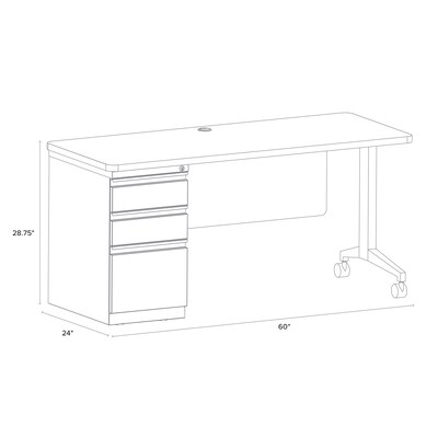 Hirsh Modern Teacher's Desk, Arctic Silver/White (24226)