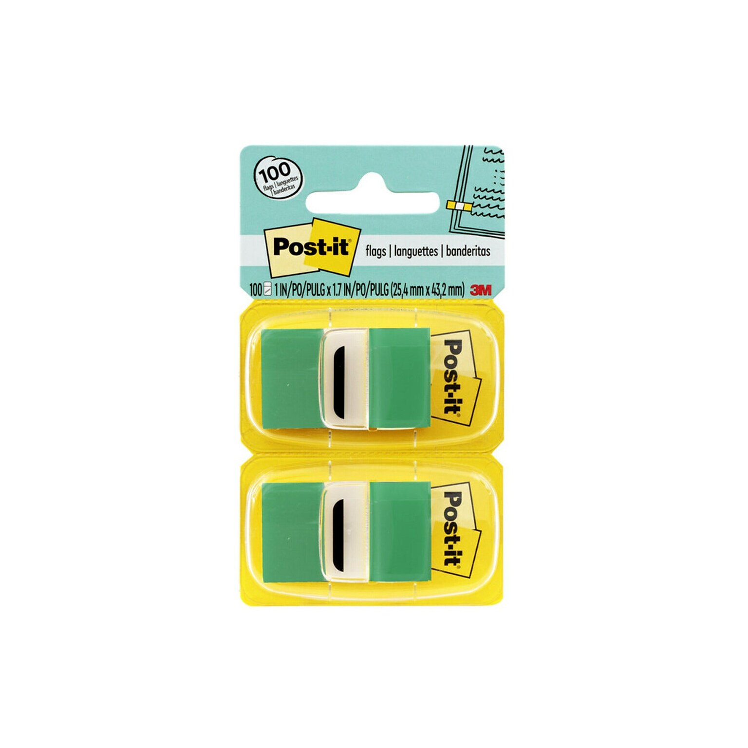Post-it® Flags Value Pack, 1 Wide, Green, 600 Flags/Pack (680-GN12)