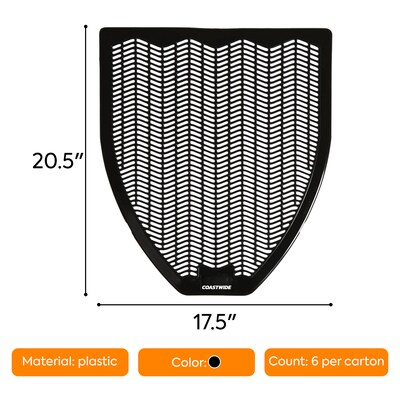 Coastwide Professional™ Urinal Floor Mat, 17.5" x 20.5", Black, 6/Carton (CW24767)