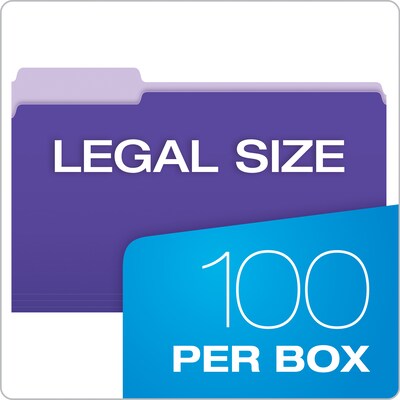 Pendaflex Recycled File Folder, 1/3-Cut Tab, Legal Size, Violet, 100/Box (43501/3VIO)