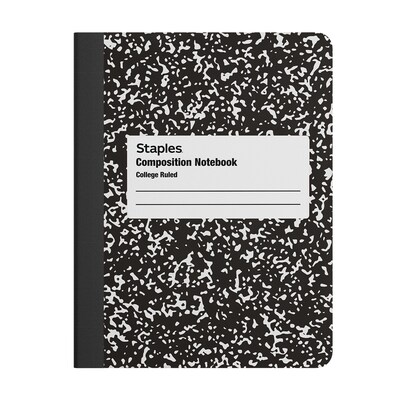 STAPLES Composition Notebook, 9.75” x 7.5”, College Ruled, 100 Sheets, Black