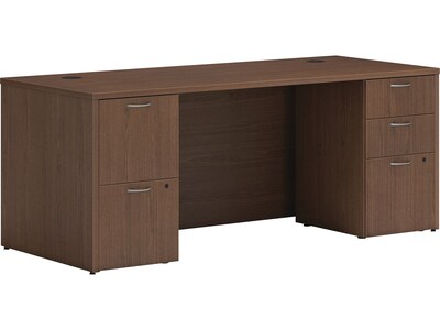 HON Mod 72W Double-Pedestal Desk, Sepia Walnut (HLPLDS72PSSE1)