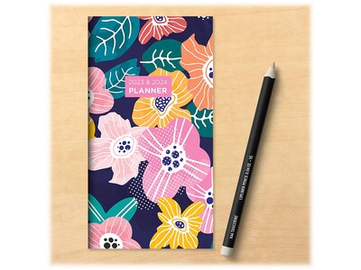 2023-2024 TF Publishing Graphic Flowers 3.5" x 6.5" Monthly Planner, Multicolor (PKT-23-7016)
