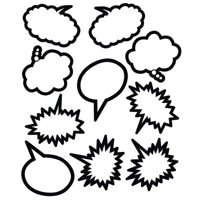 Teacher Created Resources Black & White Speech/Thought Bubbles Accents, 30/Pack, 3 Packs/Bundle (TCR5592-3)