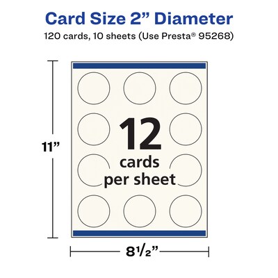 Avery Integrated Cards, 2" Dia., Matte Ivory, 120/Pack (95268)