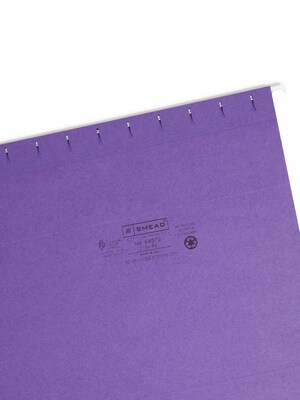 Smead Hanging File Folders, 1/5-Cut Adjustable Tab, Letter Size, Purple, 25/Box (64072)