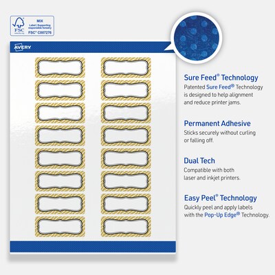 Avery Rectangle Laser/Inkjet Multipurpose Labels, 1" x 2-5/8", White, 160/Pack (19479370990)