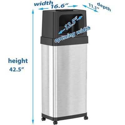 iTouchless Stainless Steel Trash Can with Dual Push Lid, 24-Gallon, Brushed (IT24DPS)