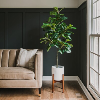 Forever Leaf 60 Artificial Fiddle Fig Leaf Plant in Black Pot (FEV-FIBL60)